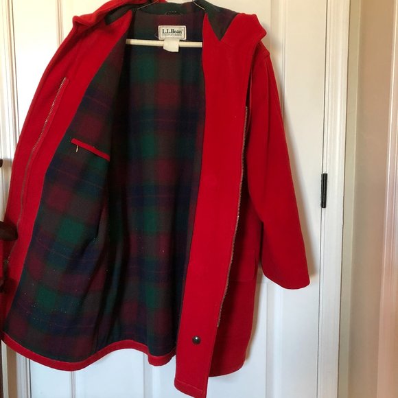 A GORGEOUS RED WOOL LL BEAN PEACOAT L/XL - Picture 3 of 5